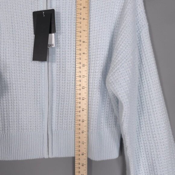 NWT MAGASCHONI 100% CASHMERE Women’s Knit Full Zip Hoodie DELICATE BLUE Size S/P - Picture 5 of 9